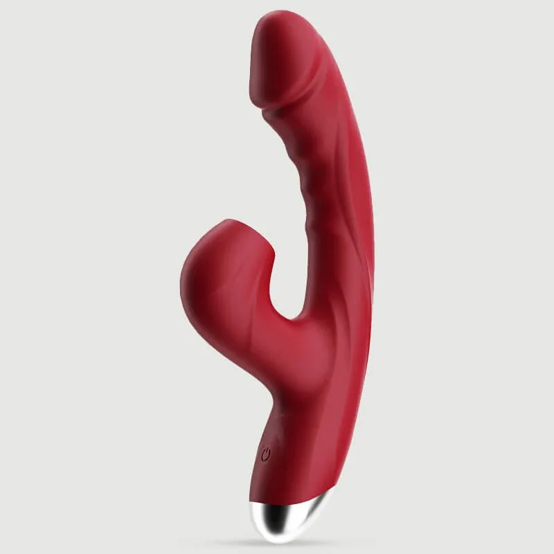 Suck Me Dry Vibrator de iepure curbat din silicon cu aspirație clitoridiană - Roșu — preț și oferte