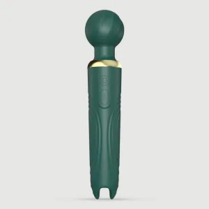 Ultra Vibe Vibrator puternic cu baghetă de masaj din silicon cu mâner - verde