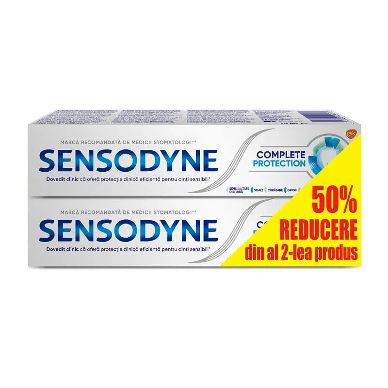 Pachet Pastă de dinți Complete Protection Sensodyne, 75+75 ml, Gsk HALEON — preț și oferte