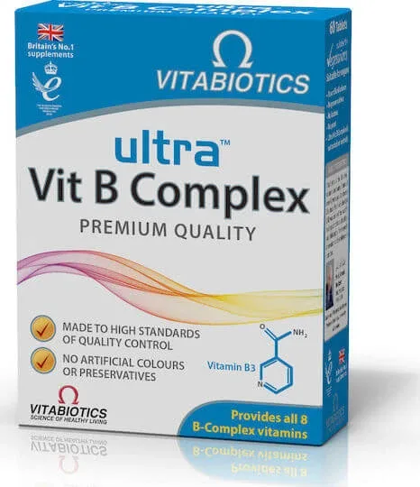Vitabiotics Ultra Vit B Complex Vitamina pentru Energie, Întărirea Sistemului Imunitar & Sistemul Nervos 60 Tablete — preț și oferte