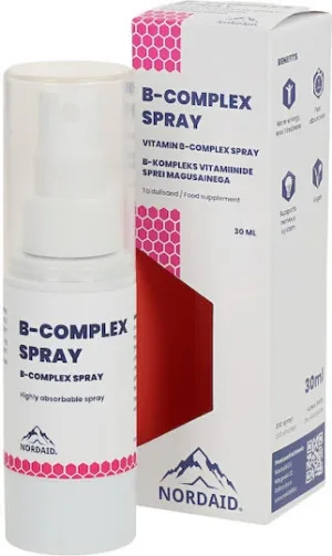 Nordaid B-Complex Spray Vitamina pentru Energie, Întărirea Sistemului Imunitar & Sistemul Nervos 30ml