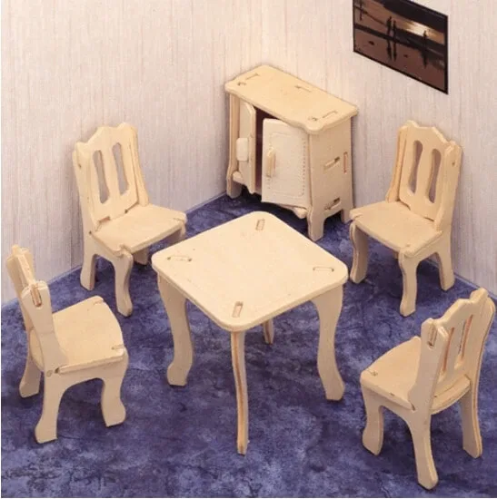 3D din lemn pliabil mobilier sala de mese puzzle — preț și oferte