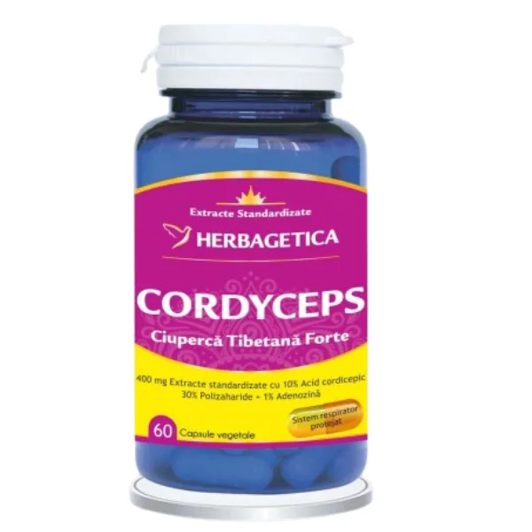 Cordyceps Ciuperca Tibetana Forte, Herbagetica | 60 capsule — preț și oferte
