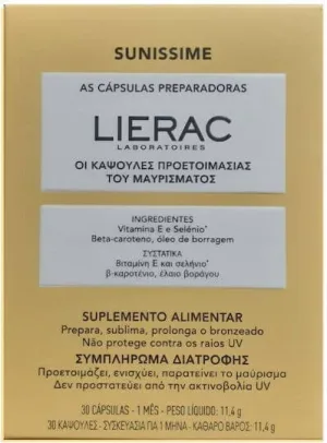 Lierac Sunissime Pregătire pentru Bronzare. Supliment Alimentar cu Vitamina E și Seleniu 30 Capsule