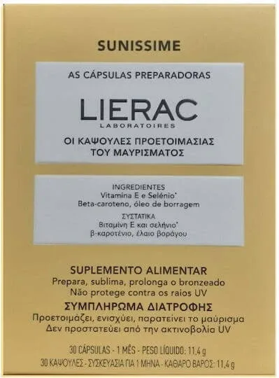 Lierac Sunissime Pregătire pentru Bronzare. Supliment Alimentar cu Vitamina E și Seleniu 30 Capsule — preț și oferte
