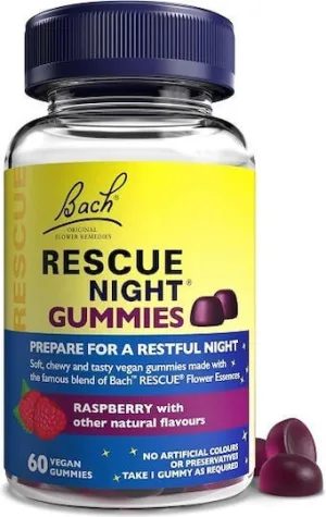 Bach Rescue Night Supliment pentru Somn 60 bomboane de jeleu Zmeură
