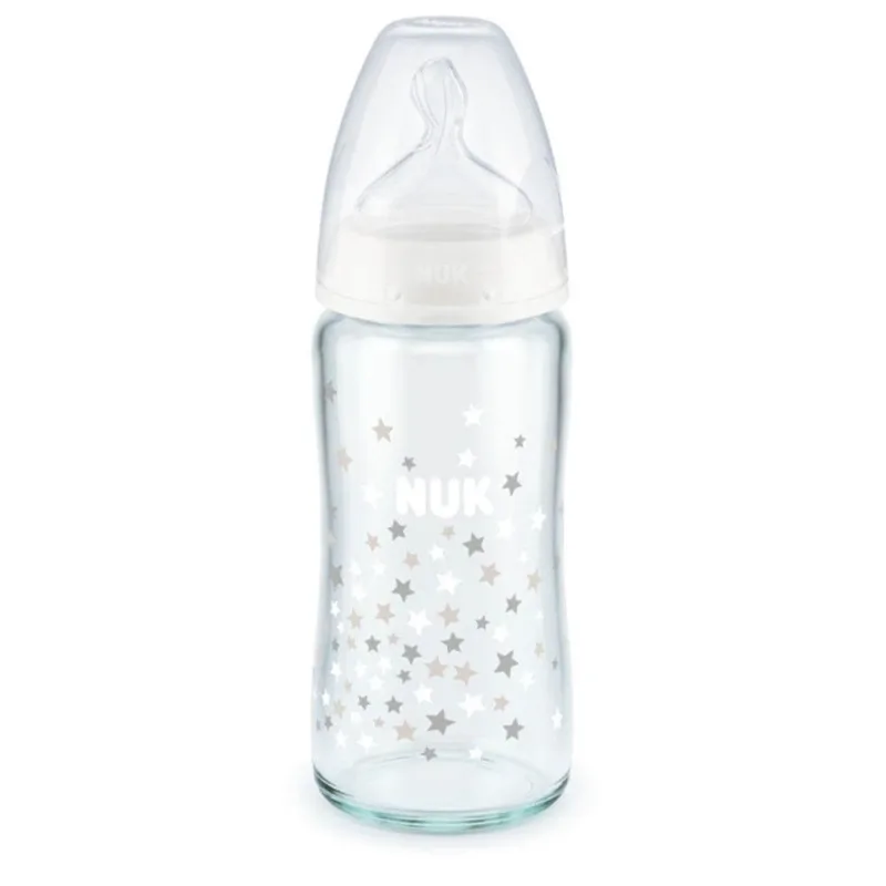 Nuk First Choice+ cu control al temperaturii Sticlă Stars Dimensiune M Sticlă de la 0 la 6 luni 240 ml — preț și oferte