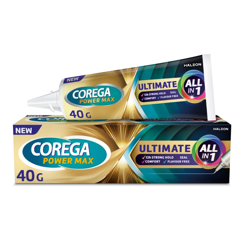 Crema adeziva pentru proteza dentara Power Max Ultimate All In One Corega, 40g, Haleon — preț și oferte