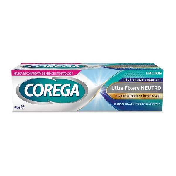 Crema adeziva pentru proteza dentara Corega Ultra Fixare Neutro, Haleon | 40 g — preț și oferte