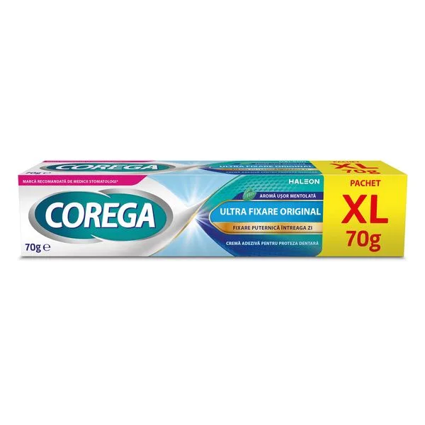 Crema adeziva pentru proteza dentara Corega Ultra Fixare, Haleon | 70 g — preț și oferte