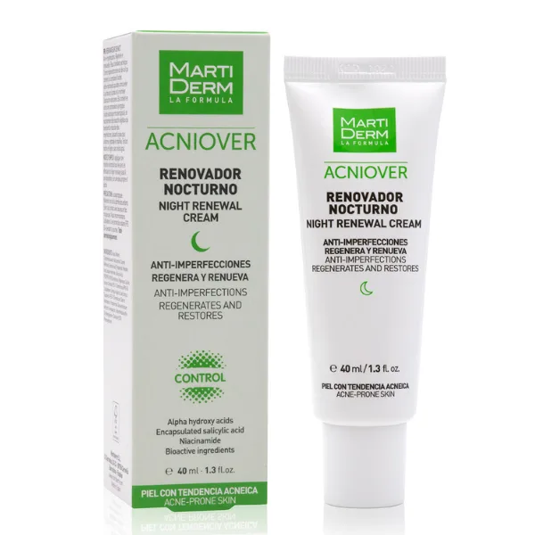 Crema antiacnee regeneranta de noapte cu acizi alpha hidroxi Acniover, Martiderm | 40 ml — preț și oferte