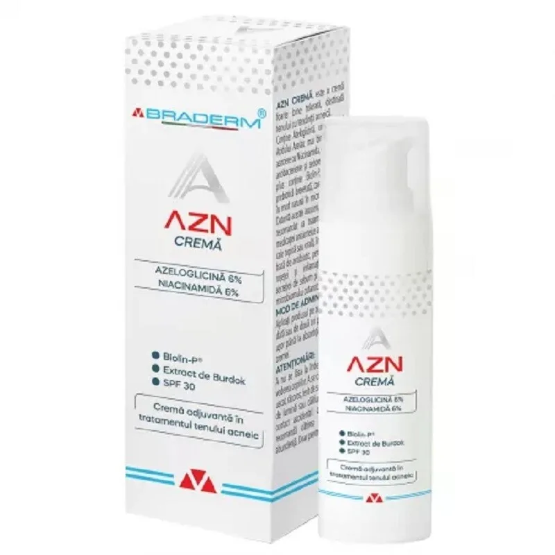 Crema antiacnee si rozacee cu SPF30 AZN, Braderm | 30 ml — preț și oferte