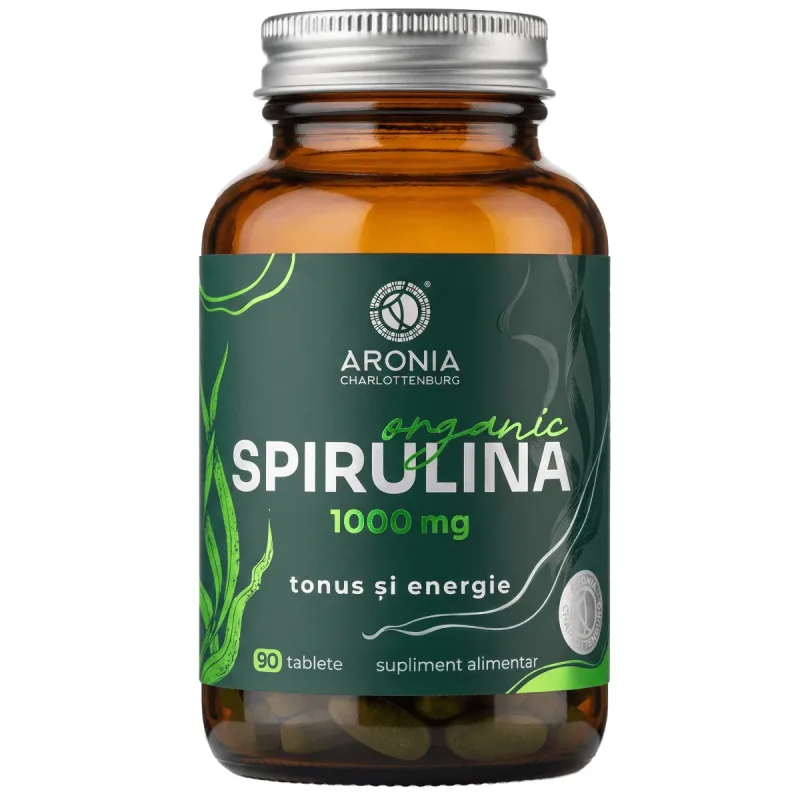 Spirulină Organică 1000 mg — 90 tablete cu Spirulină organică presată direct, pentru tonus, energie, imunitate și mușchi Aronia Charlottenburg — preț și oferte