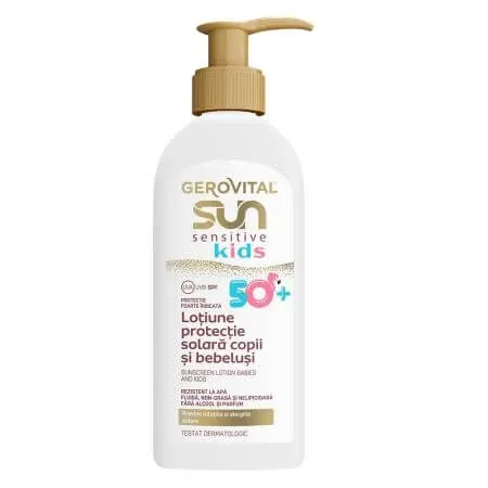 Lotiune cu protectie solara pentru copii si bebelusi SPF 50+ Sun Sensitive Kids, 200 ml, Gerovital — preț și oferte