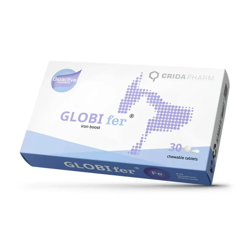 CRIDA PHARM Globi Fer Iron Boost, XS-XL, supliment sistem cardio-vascular câini și pisici, cutie, 30 comprimate masticabile — preț și oferte