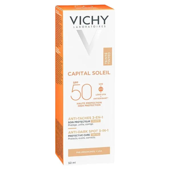Crema colorata anti-pete pigmentare pentru fata SPF 50+ Capital Soleil, Vichy | 50 ml — preț și oferte