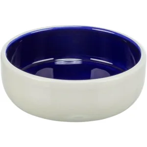 TRIXIE, castron câini și pisici, rotund, ceramică, alb și albastru, XS(0.3l, ⌀12cm)