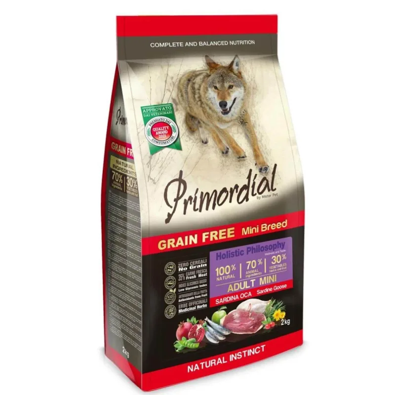 PRIMORDIAL Holistic Mini, XS-S, Sardine și Gâsca, hrană uscată fără cereale câini, 2kg — preț și oferte