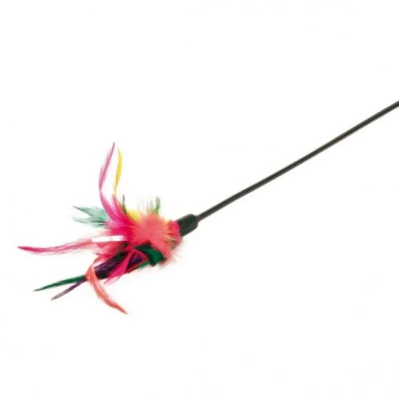 Trixie, undiță cu pană, jucărie, pisici, pluș, multicolor, 50cm — preț și oferte