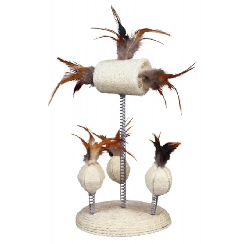 Trixie, pendula cu minge și pană, jucărie, pisici, multicolor, 15 x 30cm — preț și oferte