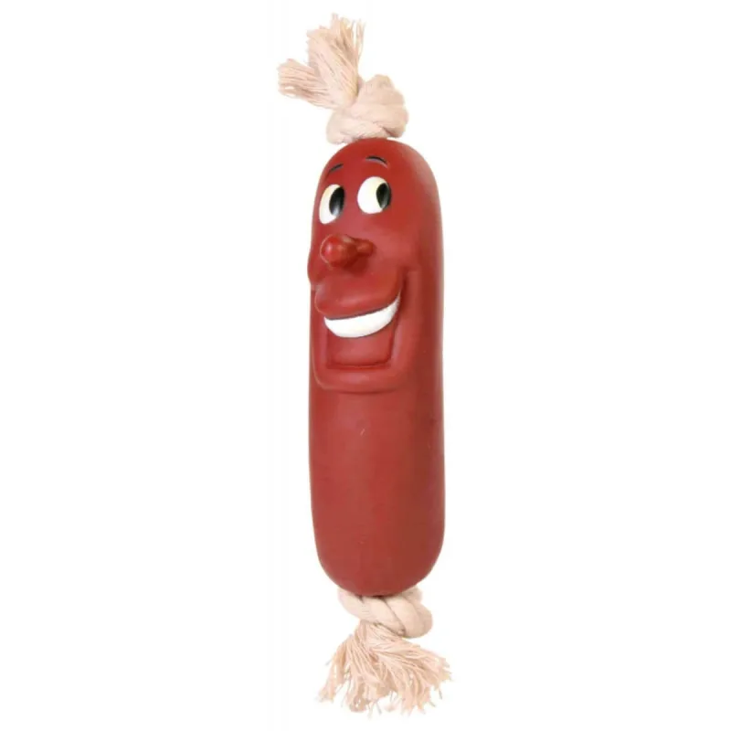 TRIXIE, jucărie cârnat câini, plasic cu sfoară, 11cm, maro — preț și oferte