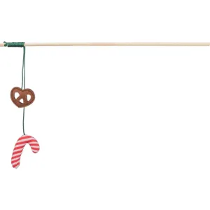 TRIXIE Christmas Candy Cane, jucărie undiță pisici, cu sunet, lemn, multicolor, 48cm, 1buc