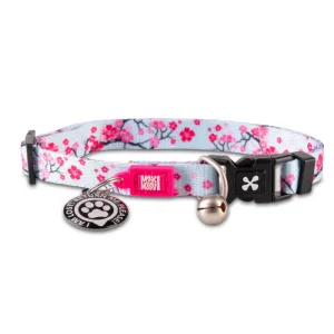 MAX & MOLLY Smart ID Cherry Bloom, zgardă pisici, ajustabilă, poliester, bleu și roz, cataramă trident, 22-35  x 1cm