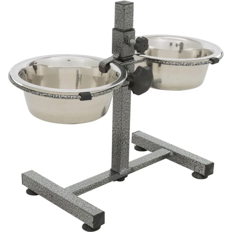 TRIXIE, set suport castroane câini + 2 boluri, înalțime reglabilă, antiderapant, metal, diverse culori, S-M(0.75l, ⌀17cm, 38x9.5cm) — preț și oferte
