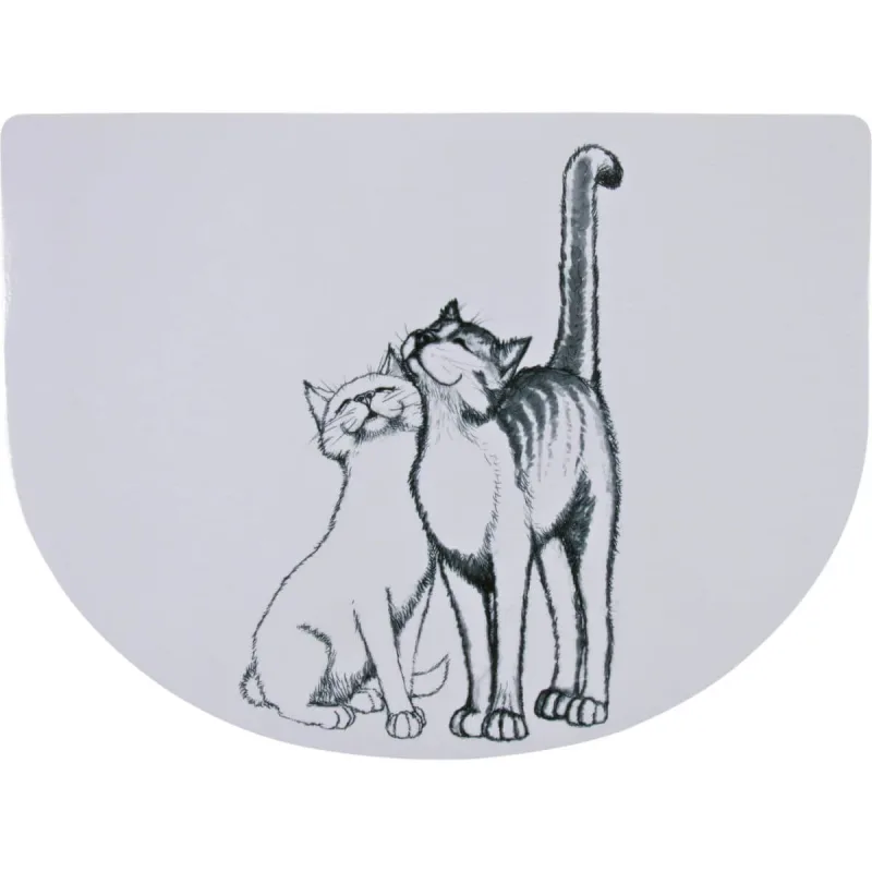 TRIXIE Love Cat, covoraș pisici, asimetric, antiderapant, plastic, alb, 1buc 40x30cm — preț și oferte