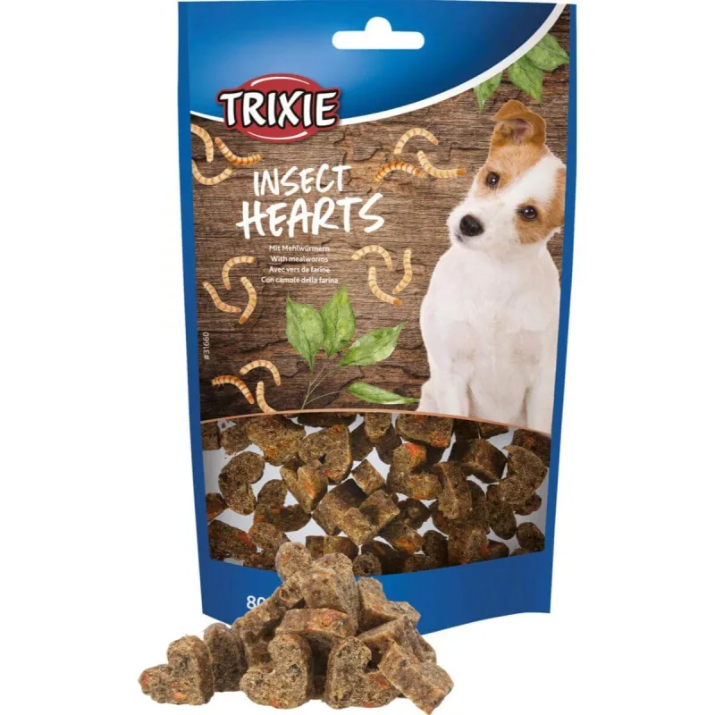 TRIXIE Hearts, XS-XL, Insecte, punguță recompense fără cereale câini, alergii, 80g — preț și oferte