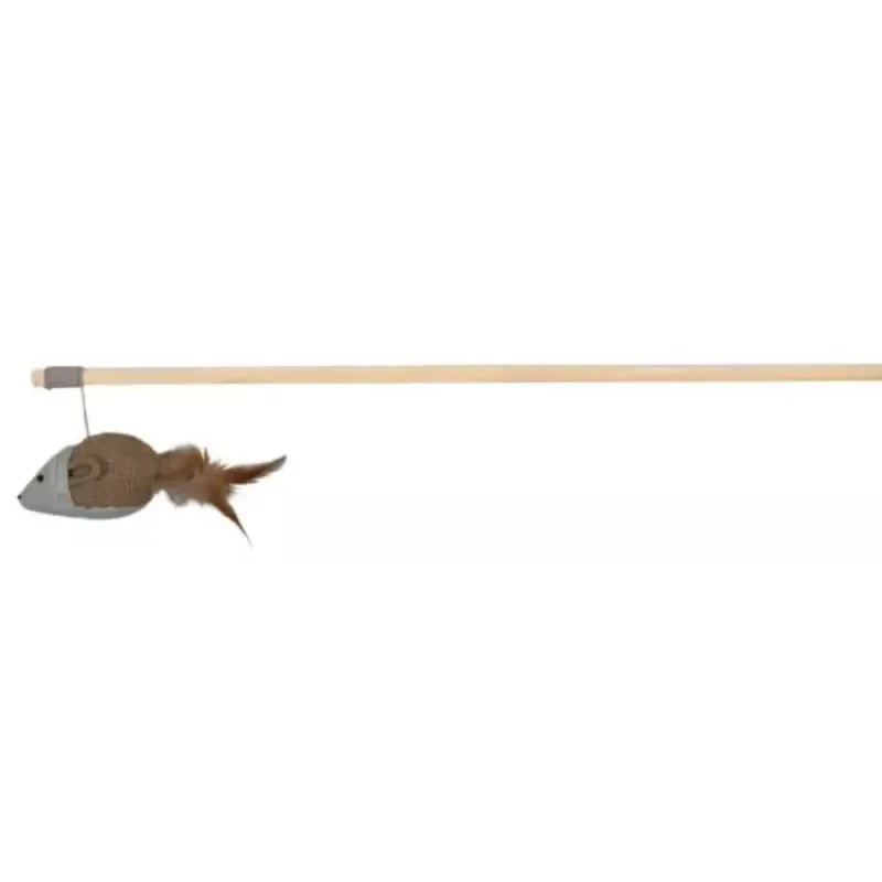 Trixie, undiță din lemn cu șoricel, jucărie, pisici, maro, 50cm — preț și oferte