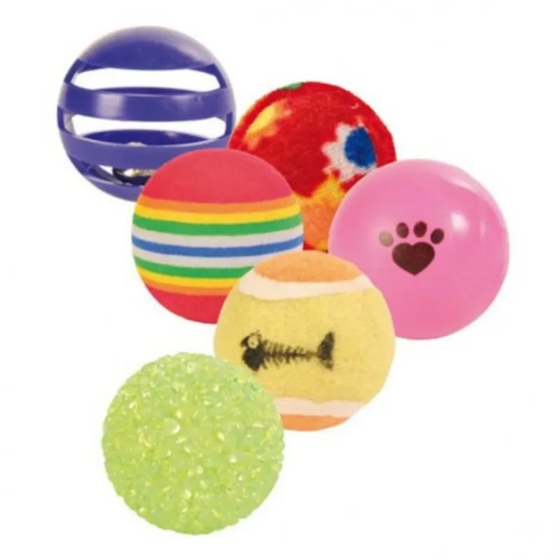 Trixie, jucărie minge diverse, pisici, multicolor, 3.5-4cm, 6 buc — preț și oferte