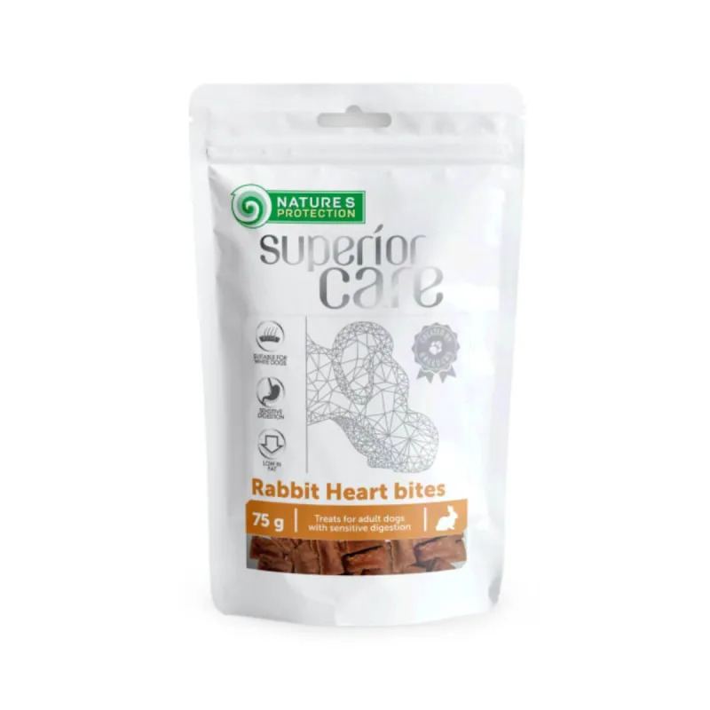 NATURES PROTECTION Superior Care Rabbit Heart Bites, XS-XL, Iepure și Inimă, punguță recompense câini, 75g — preț și oferte