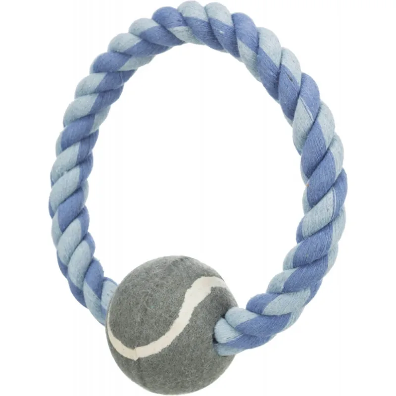 TRIXIE, jucărie cerc din sfoară cu minge de tenis câini, 6cm x 18cm, multicolor — preț și oferte