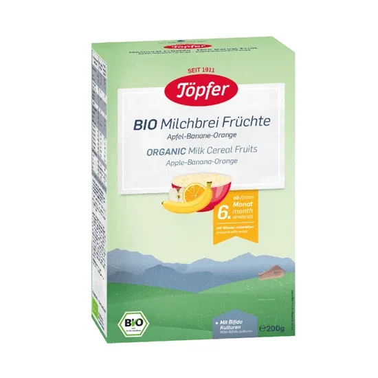 Cereale din gris de grau cu lapte si fructe,+6 luni, 200 g, Topfer — preț și oferte