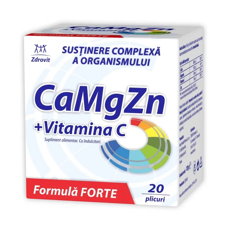 CaMgZn + Vitamina C Forte, 20 plicuri, Zdrovit — preț și oferte