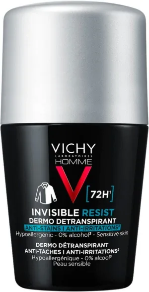 Vichy Homme Invisible Resist 72H antiperspirant împotriva petelor și iritațiilor 50 ml