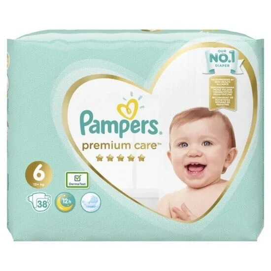 PAMPERS Scutece pentru copii Premium Care No.6 13+Kgr 38 bucăți Jumbo Pack — preț și oferte