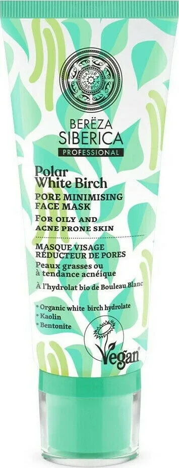 NATURA SIBERICA Bereza Polar White Birch Pore Minimising Face Mask Mască de minimizare a porilor pentru pielea grasă și acneică 100ml — preț și oferte