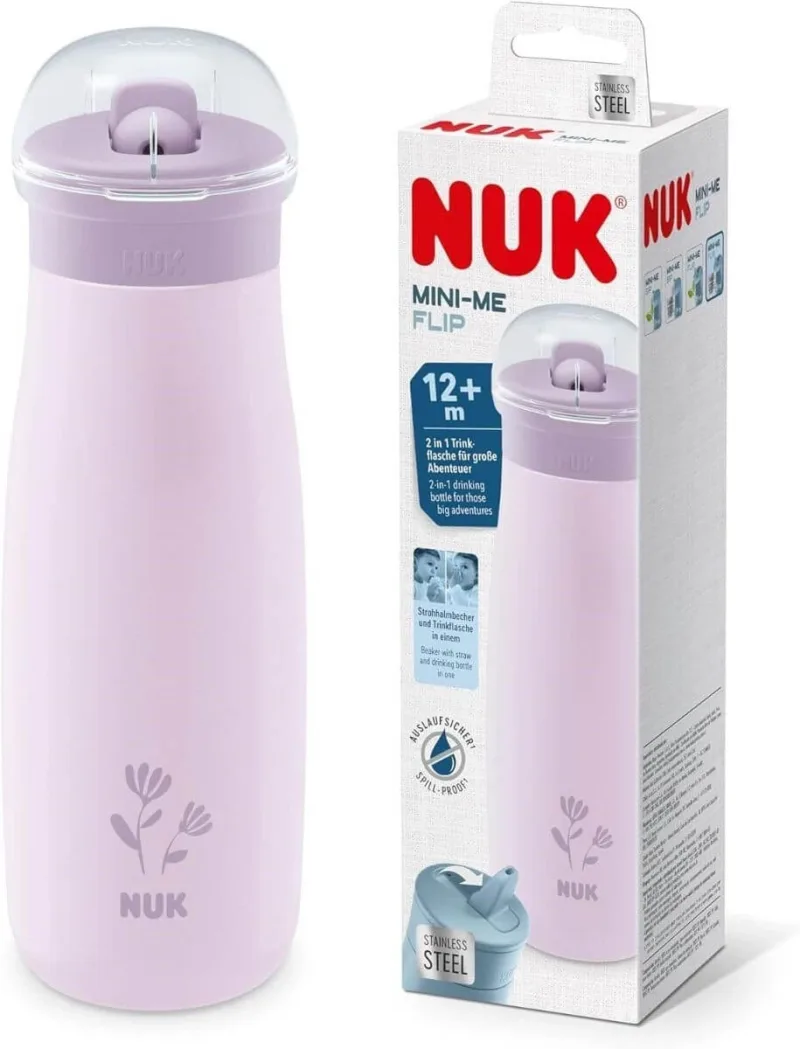 Cupa NUK Mini-Me Flip din oțel inoxidabil pentru 12+ luni, Lilac 500ml [10.225.329] — preț și oferte