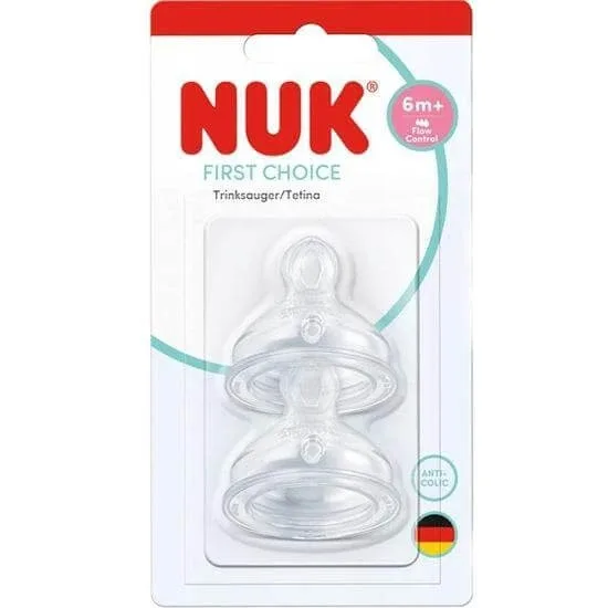 NUK First Choise Mamelon din silicon pentru 6+ luni Controlul fluxului 2 bucăți — preț și oferte