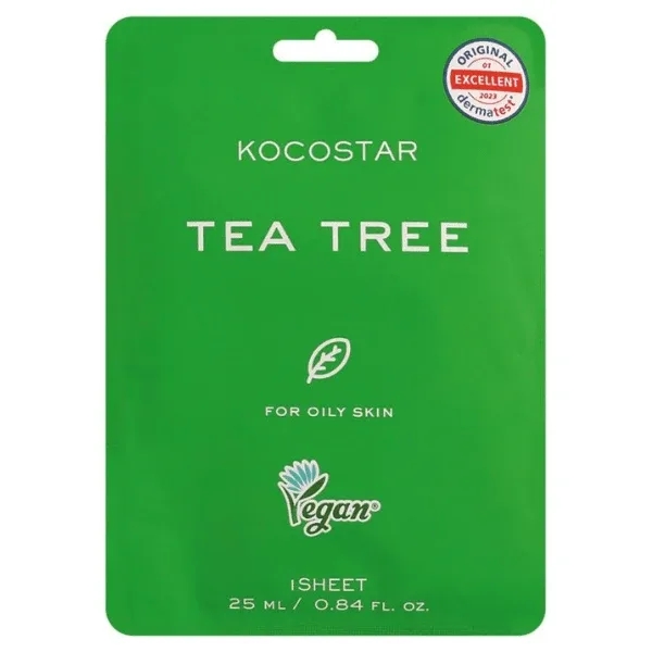 KOCOSTAR Tea Tree Sheet Mask Mască de față tonică pentru pielea grasă 25ml — preț și oferte