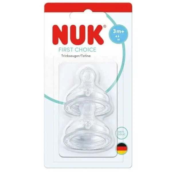 NUK First Choice Silicon Nipple M pentru 3+ luni 2 bucăți — preț și oferte