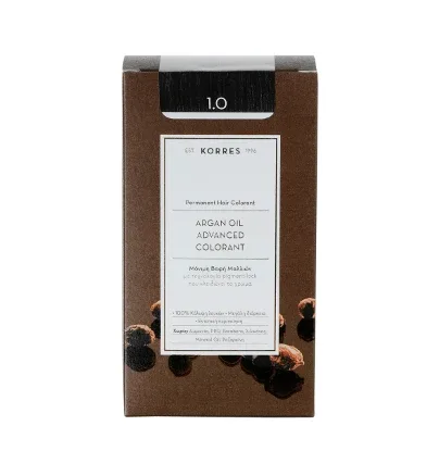 KORRES Argan Oil Advanced Colorant Vopsea de păr 1.0 Negru Natural — preț și oferte