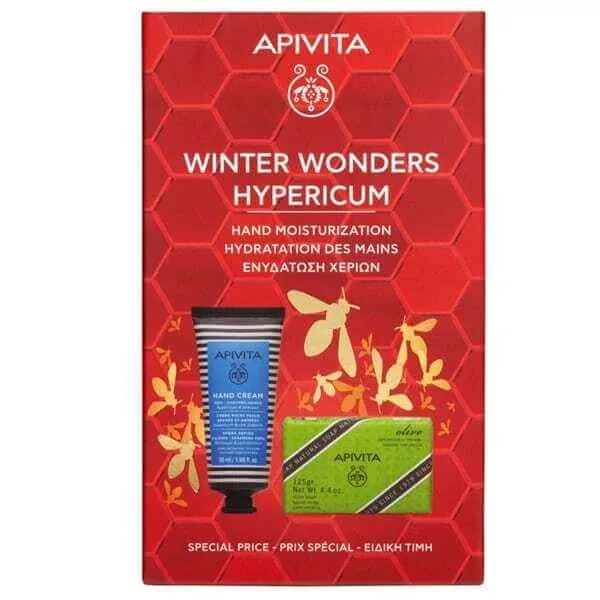 APIVITA Promo 2025 Winter Wonders Hypericum Promo Cremă de mâini pentru mâini uscate și crăpate 50ml & Săpun natural Săpun natural cu măsline 125gr — preț și oferte