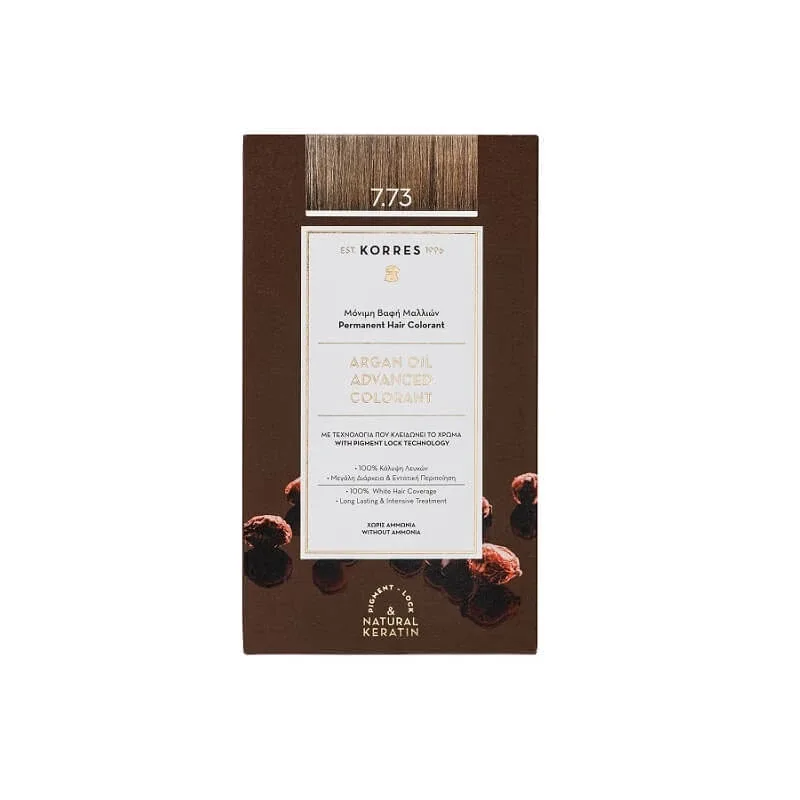KORRES Argan Oil Advanced Colorant Vopsea de păr 7.73 Golden Mocha — preț și oferte