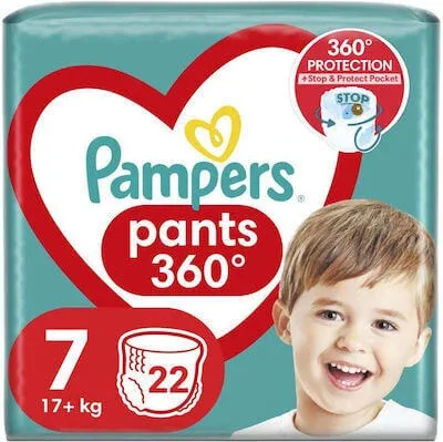 PAMPERS Pantaloni 360° Pantaloni No. 7 Pentru 17+ kg 22 Bucăți — preț și oferte