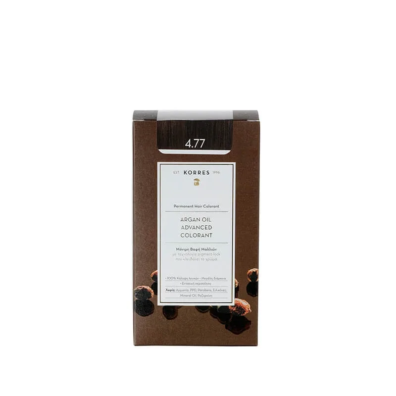 KORRES Argan Oil Advanced Colorant Vopsea de păr 4.77 Ciocolată neagră 50ml — preț și oferte