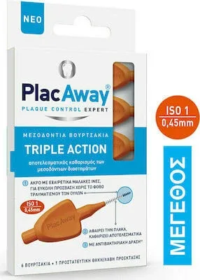 PLAC AWAY Perii pentru dinți medii cu acțiune triplă 0.45mm ISO 1 Orange x6 buc — preț și oferte