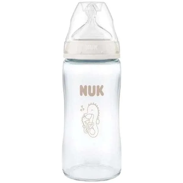 NUK First Choice Sticlă de sticlă cu mamelon din silicon și indicator de control al temperaturii pentru 3+ luni, 240ml — preț și oferte